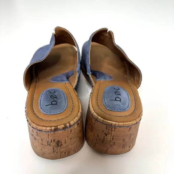 Boc Blue Suede Cork Wedge Sandals 9 - Picture 6 of 11